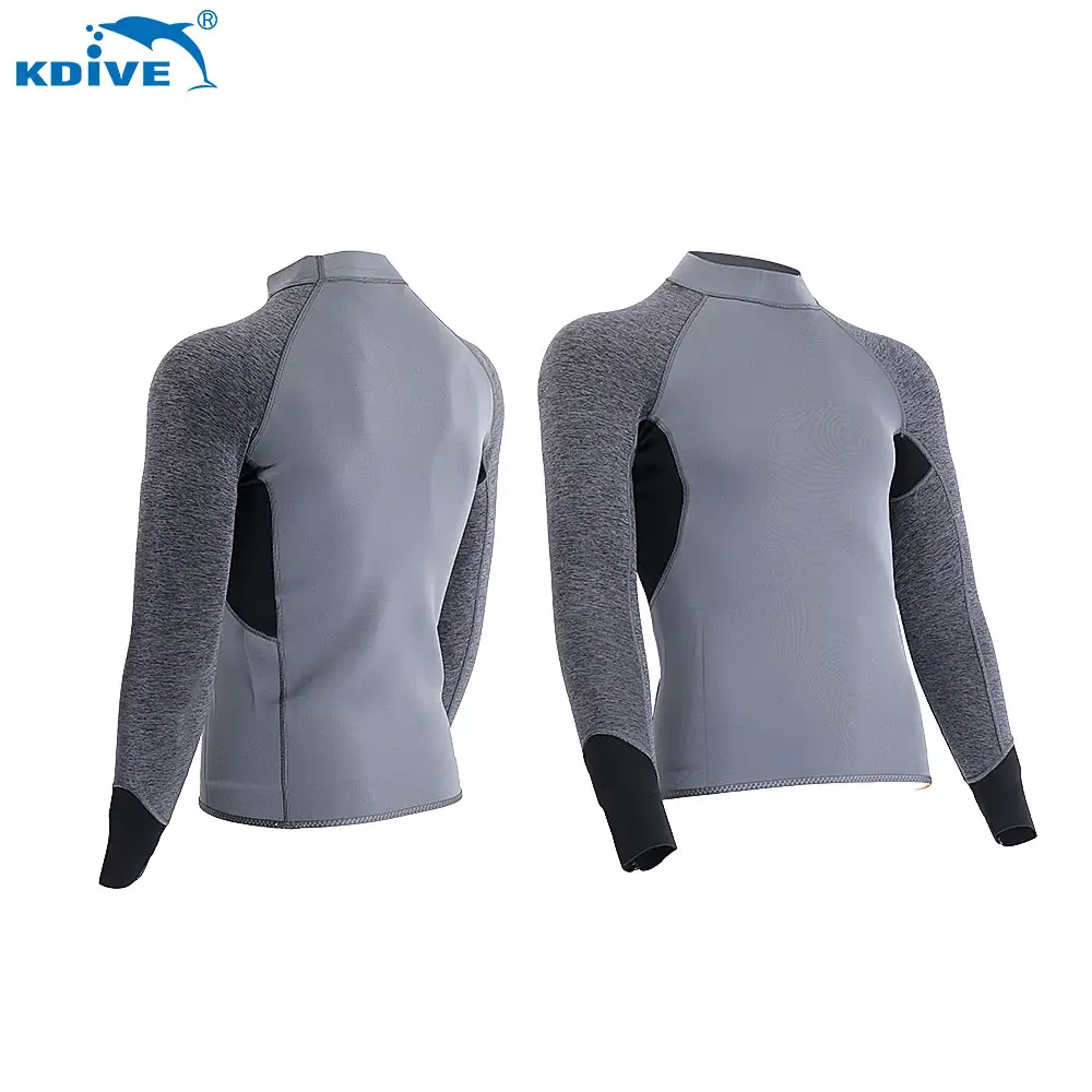 Atacado 2mm Neoprene Top Natação Frente Zíper Manga Longa Snorkeling Wetsuit Jaqueta para Homens Mulheres