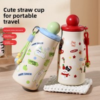 Tasse isotherme en acier inoxydable en forme de gourde, motif dessin animé, pour filles, cadeau de Noël portable avec fonction anti-chute