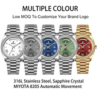 3A Qualité Luxe Automatique 316L Acier Inoxydable Unique Glace-Vert Rayon de Soleil Cadran MIYOTA 8205 Mouvement Automatique 40mm Montre Homme