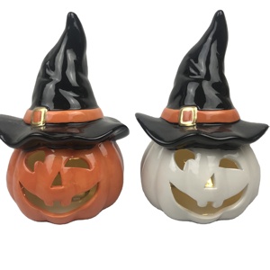 <span class=keywords><strong>Calabaza</strong></span> decorativa personalizada para Halloween, <span class=keywords><strong>calabaza</strong></span> de cerámica con luz Led, venta al por mayor - Product Image 1