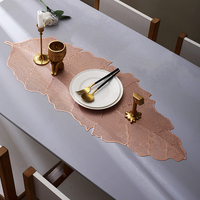 Chemin de Table en feuille de bananier Chemin de Table lavable en PVC avec glands pour l'été Plage Fête de mariage Banquet Rassemblement quotidien