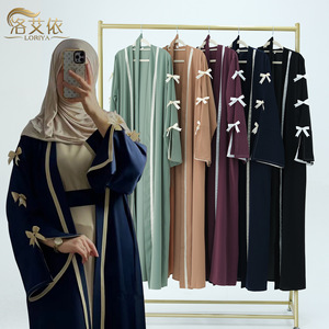 Modesto Turquía Arabia Saudita elegante Abaya suave Nida vestido diseño ARCOS mangas largo Maxi Vestidos para mujeres <span class=keywords><strong>L495</strong></span> - Product Image 4