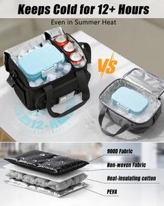 Sac isotherme tactique pour homme 15L avec compartiments chaud/froid, conception anti-fuite, nettoyage facile - Idéal pour le travail, la randonnée, la plage, la salle de sport - Noir - Product Image 4