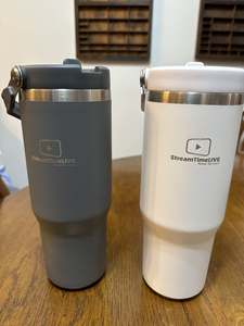 Gobelet isotherme en acier inoxydable avec logo personnalisé, 20 oz, 30 oz, avec paille rabattable, bouteille d'eau de camping, isolation thermique de 12 à 24 heures - Product Image 3