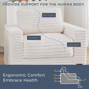 Canapé pliable compressible en boîte, fauteuil paresseux individuel surdimensionné blanc confortable sans structure pour chambre à coucher - Product Image 6