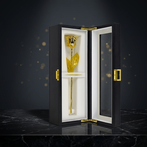 ของขวัญวันวาเลนไทน์ ดอกกุหลาบแท้เคลือบทอง 24K ดีไซน์หรูหรา บรรจุในกล่องตกแต่งสวยงาม ของขวัญวันครบรอบ ดอกกุหลาบธรรมชาติ - Product Image 1