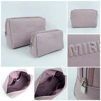 Sac à Makeup Eco Coloré Voyage Grand Jacquard Terry Rose Mignon Logo - Grande Capacité Zip