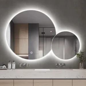 आधुनिक एलईडी गोल टच स्क्रीन डिफॉगर प्रकाश के साथ फ्रेमयुक्त स्मार्ट बाथरूम दर्पण डिजाइन किया गया है