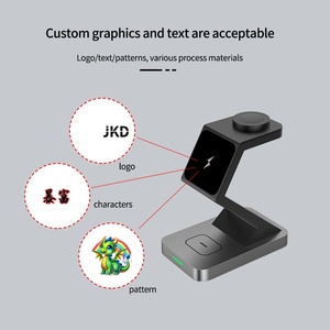 Base de Carga Inalámbrica 3 <span class=keywords><strong>en</strong></span> 1, Estación de Carga Rápida de 15 W <span class=keywords><strong>para</strong></span> Teléfono, Reloj y Auriculares, Entrada Tipo C, Logotipo Personalizado - Product Image 5
