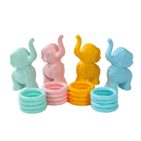 Permainan Lempar Cincin Gajah Plastik Kartun Luar Ruangan Ukuran 31X14Cm, Peralatan Latihan Aktivitas Menyenangkan Edukatif, Pesta Halaman Belakang