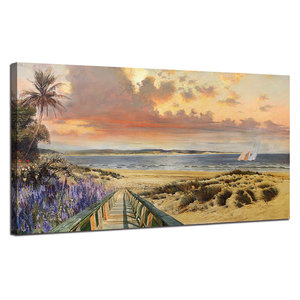 Arte Original impresión OEM y ODM mar velero naturaleza escena lienzo paisaje pintura imagen para decoración de habitaciones pinturas - Product Image 1