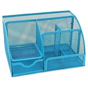 YH Modern Metal Desk Organizer Caddy With Storage Drawer for <b>Pens</b>/Pencils (Black/Silver 20.4X10.4X10cm) - Product Image 2
