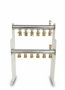 Collecteur d'eau chaude en acier inoxydable à 6 circuits GHNOR6p pour système de chauffage radiant par le sol hydronique, séparateur d'eau - Product Image 3