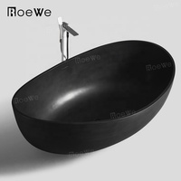Baignoire de salle de bain en marbre artificiel noir baignoire en résine de pierre composite à surface solide autoportante de grande taille