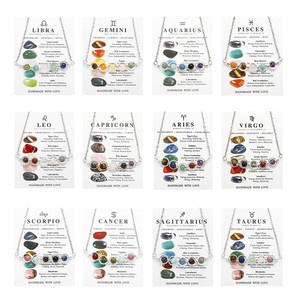 Collana con Perline in Pietra Naturale dei 12 <span class=keywords><strong>Segni</strong></span> <span class=keywords><strong>Zodiacali</strong></span> in Acciaio Inossidabile, Gioielli alla Moda Resistenti all'Acqua e all'Ossidazione - Product Image 4