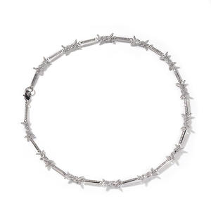 Gioielli di tendenza nuovi arrivi <span class=keywords><strong>collana</strong></span> di spine <span class=keywords><strong>personalizzata</strong></span> Hip Hop 2.6mm catena di filo spinato in ottone zircone <span class=keywords><strong>collana</strong></span> <span class=keywords><strong>infinito</strong></span> per gli uomini - Product Image 3