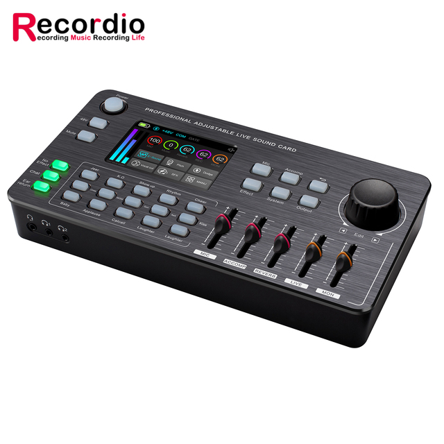 High-end USB 24-Bit 4-Channel Live Sound Card Audio Interface with 192kHz Sampling Rate for Recording Karaoke and Games