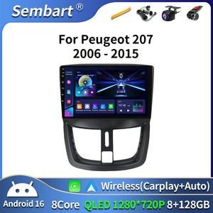 Autoradio Car Play pour PEUGEOT <span class=keywords><strong>207</strong></span> 207CC 2006-2015 Lecteur multimédia de voiture Android 16 Auto Stéréo <span class=keywords><strong>GPS</strong></span> BT 4G DVD - Product Image 1