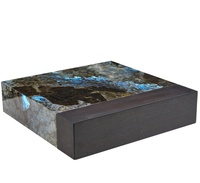 Table basse moderne en marbre de jade bleu avec cadre en bois, best-seller, pour hôtel, salon