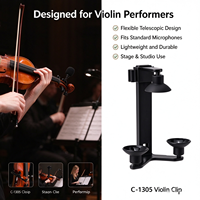Clip de microphone télescopique pour violon, bras extensible, pince de fixation en plastique anti-rayures, viola, diffusion en direct C-1305