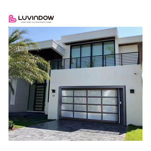 Portes de garage sectionnelles en aluminium commerciales et résidentielles avec verre dépoli, vue panoramique, cadre noir, portes de garage automatiques - Product Image 5