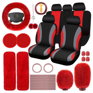 Housse de ceinture de sécurité Épaulière Tasse Dessous de verre Tapis Voiture Suspendu Volant <span class=keywords><strong>Couverture</strong></span> Fourrure Velours Court En Peluche Moelleux <span class=keywords><strong>Siège</strong></span> De Voiture <span class=keywords><strong>Couverture</strong></span> Ensemble - Product Image 3