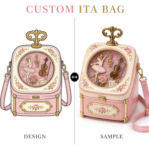 Borsa Regalo Personalizzata in Similpelle Lucida con Manico, Stile Ita Bag, con Ciondoli a Tema: Portachiavi, Violino, Arco, Petalo ed Emblema - Product Image 1