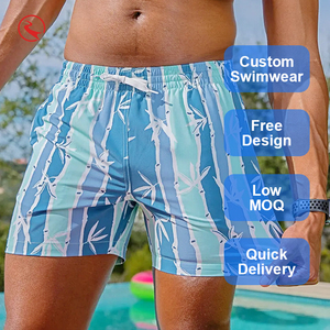 Shorts de bain pour hommes à rayures, extensibles dans quatre directions, pour la plage et le surf, personnalisables – Nouveauté très demandée - Product Image 1