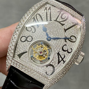 Reloj Mecánico Automático de Lujo al por Mayor, con Movimiento ETA Tourbillon, Esfera con Puntero de Acero Inoxidable, Completamente Engastado con Diamantes, Logotipo Personalizado, Unisex - Product Image 5