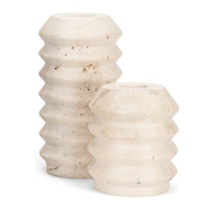 Stonekocc 1 ensemble 2 pièces pierre de travertin jaune naturel fait à la main résistant à la chaleur noël spirale chandelier décoration pour mariage