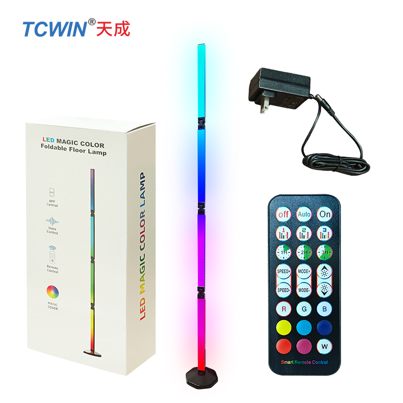 2025 Trending RGB Ambient LED Floor Light Music Sync Voice Control Color Change TCWIN Smart Home Bedroom Device DIY Mode Sensor