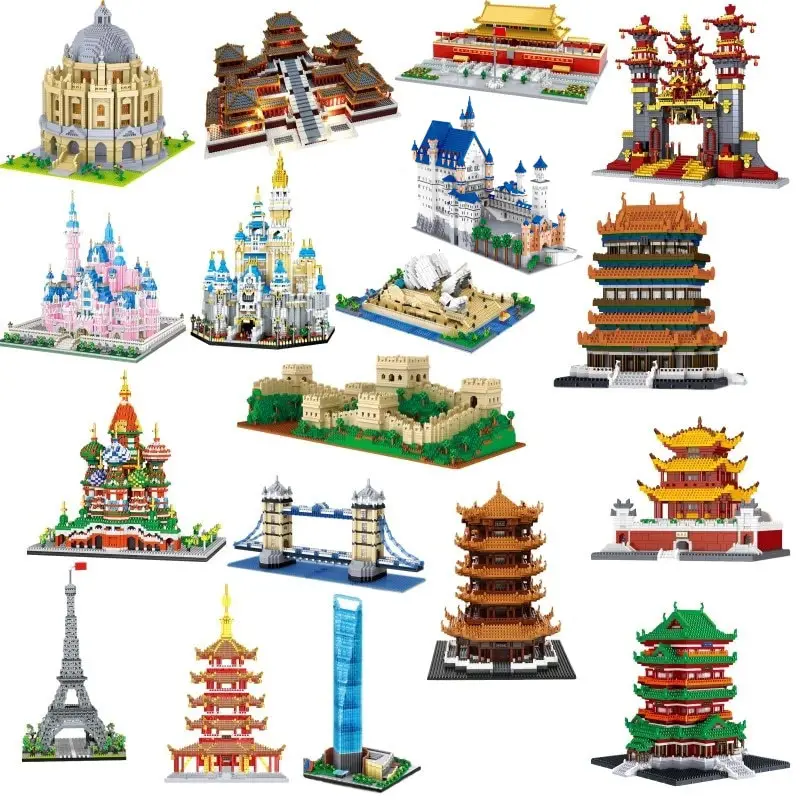 LZ8002-8252 tour Eiffel la grande muraille bâtiment de renommée mondiale décoration bloc de construction jouet en plastique cadeau pour enfants adultes