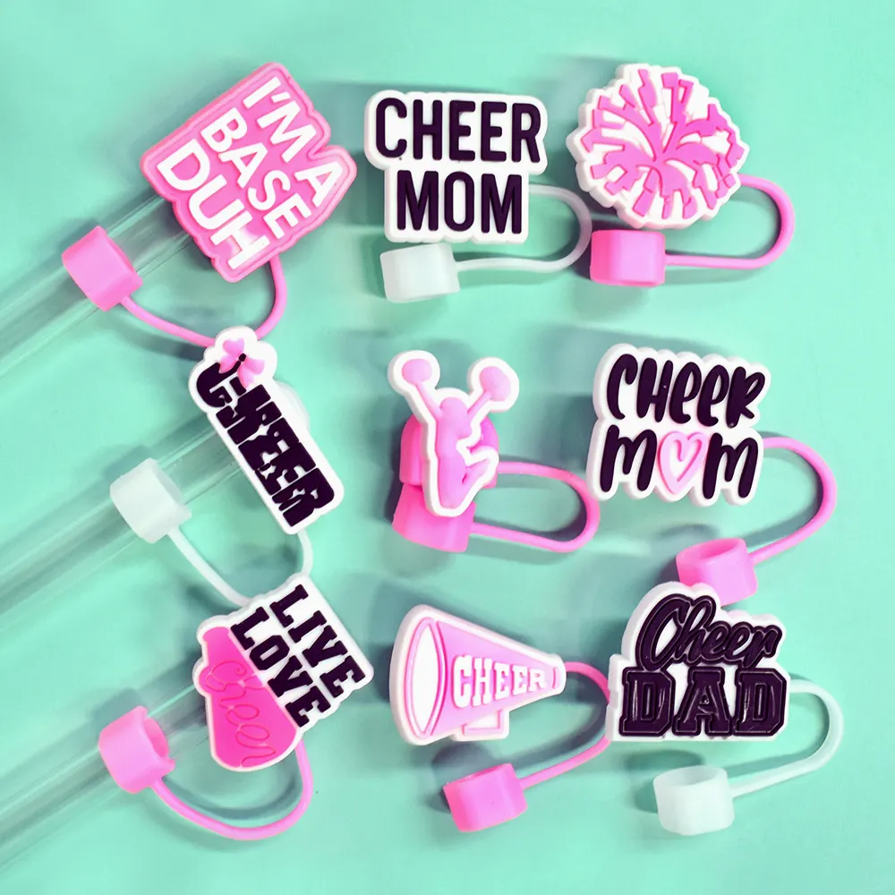 Pvc amigo toz geçirmez içme saman kullanımlık 10mm saman Topper amigo Cheer Pvc saman Toppers Charms dekorasyon