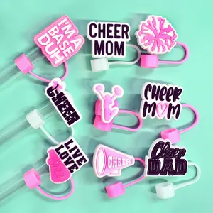 Pvc Cheerleading Dust Proof Drinking Straw Reusable 10mm Straw Topper Cheerleader Cheer Pvc Straw Toppers Charms Decoration