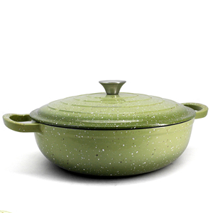 Cazuela de hierro fundido esmaltado verde poco profundo de <span class=keywords><strong>4Qt</strong></span> para Navidad - Product Image 5