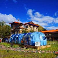 Tente dôme transparente en polycarbonate pour l'extérieur, mini-dôme de camping, maison dôme géodésique ovale verte pour hôtels et campings