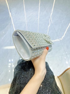 Cross-border Fashion European American Trend Square Cover Diamond-encrusted Bow Party <b>Clutch</b> Handbag Simple Style Tanjing - Product Image 2