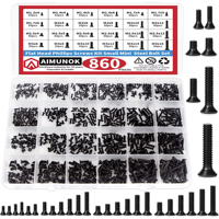 Kit de 860 petites vis pour ordinateur, vis micro noires pour lunettes M1.2 M1.4 M2 M3