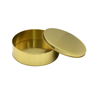 Gold <strong>Round</strong> <strong>Cake</strong> <strong>Tins</strong> 5inches Food Grade Tinplate Box for Cookies Candy Chocolate Bread Sugar Gift Packaging 135*50mm Empty Box - Product Image 1