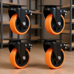 Roulettes pivotantes en PVC de 4 pouces avec frein, capacité de charge de 350 lb, pour meubles et usage en cuisine - Product Image 2