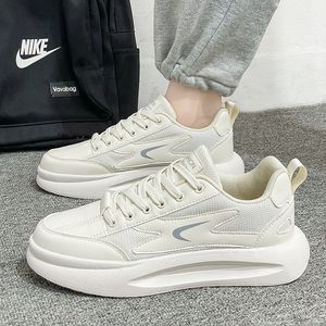 Chaussures de sport tendance pour hommes, nouvelle collection été, respirantes en toile, polyvalentes, blanches, à semelle épaisse, style coréen, pour la marche - Product Image 4
