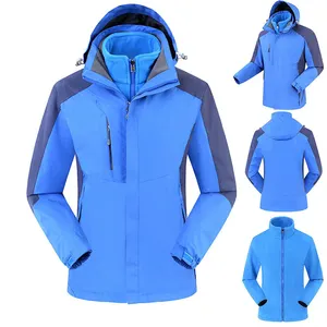 مقاوم للماء بطانة سميكة 3 في 1 شعار مخصص ملابس الثلج سترة العمل في الهواء الطلق الشتاء الدافئ بدلة تزلج للرجال