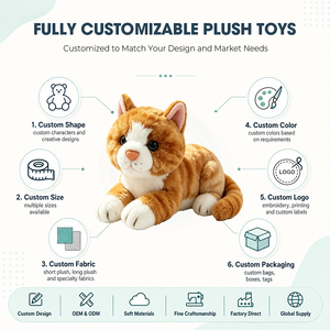 Peluche personnalisée chat tigré orange, jouet en peluche doux, service OEM, poupée chaton gingembre personnalisée, cadeau animal moelleux - Product Image 2