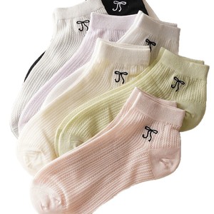 Women Breathable Short <b>Socks</b> Solid Color Bow Mesh Low Cut Summer Casual <b>Socks</b> - Product Image 5