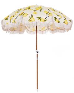 Parasol de plage 200 cm en nylon et coton blanc 200g avec franges et poteau en bois, avec <span class=keywords><strong>sac</strong></span> de <span class=keywords><strong>transport</strong></span> et pompons - Product Image 6