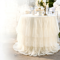 Jupe de table en maille pour mariage, fête, festival, table de desserts, nappe romantique en dentelle, accessoires de décoration