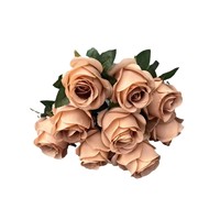 Arreglos de 9 Capullos de Rosa de Seda Artificial para Decoración de Sala de Estar, Centros de Mesa para Pasillo de Boda, Fondo Floral