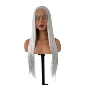 <span class=keywords><strong>Perruque</strong></span> Cosplay style chinois ancien Costume de veuve cheveux artificiels longs cheveux raides noir blanc argent or - Product Image 2