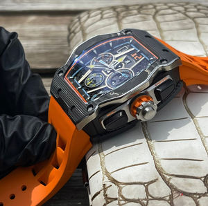 Montre-bracelet de luxe automatique mécanique multi-cadrans, style course, squelette, boîtier en fibre de carbone, bracelet en caoutchouc, tendance 2026 - Product Image 2