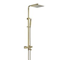 Système de robinet de douche de pluie éclairé, livraison gratuite de luxe, ensemble de robinets de douche pluie en laiton doré brossé